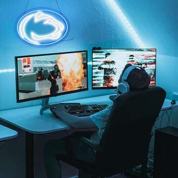 University Team Logo Neon Sign Football Neon Sign for Room Decor Sports Neon Light LED Sign for Sports Fans Gifts USB Powered Neon Wall Sign Dimmable for Man Cave Sports Studio Wall Art 15.2“*10.8”