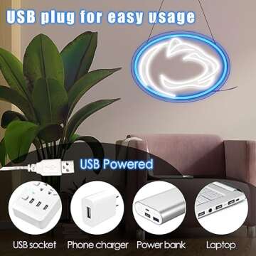 University Team Logo Neon Sign Football Neon Sign for Room Decor Sports Neon Light LED Sign for Sports Fans Gifts USB Powered Neon Wall Sign Dimmable for Man Cave Sports Studio Wall Art 15.2“*10.8”