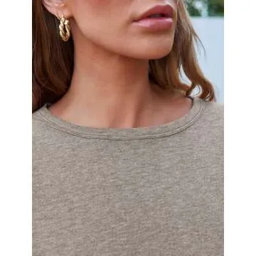 SUNBS Womens 3 Packs Long Sleeve Shirts Loose Fit Fall Tops Fashion Clothes Outfits 2025 Basic Tee Crew Neck Tops BlackWineKhaki M