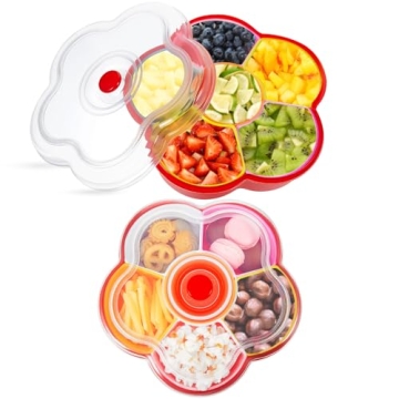 Tessco Flower Snack Tray with Lid - 6 Compartments
