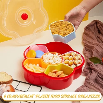 Tessco Flower Snack Tray with Lid - 6 Compartments