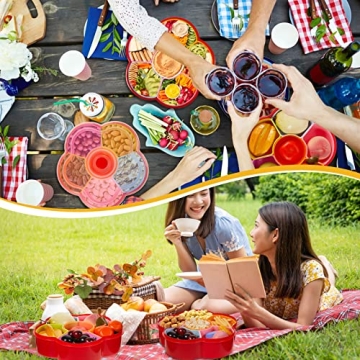 Tessco Flower Snack Tray with Lid - 6 Compartments