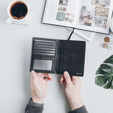 EGNT RFID Carbon ID Travel Wallet Passport Holder Cover Sleeve Case Genuine Leather Slim