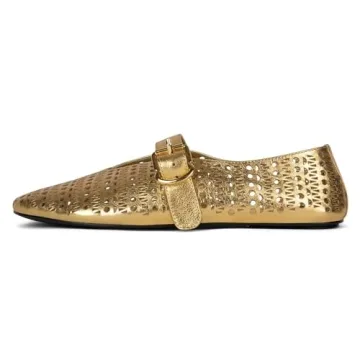 VOLEECE Hollow Ballet Flats: Stylish Laser Cut Patterned Ballerina Shoes for Women