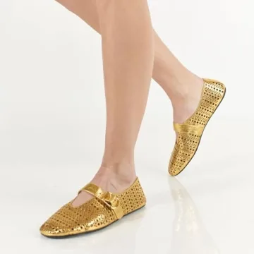VOLEECE Women's Laser Cut Ballet Flats for Stylish Comfort