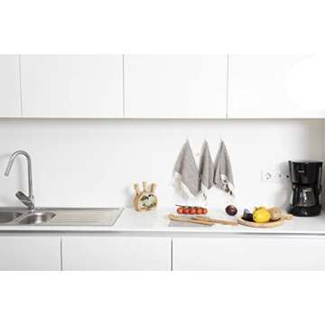 SMYRNA TURKISH COTTON Vintage Series Kitchen Dish Towels Pack of 4, Machine Washable Wash Cloths, Ultra Soft, Absorbent, Prewashed and Quick Dry Turkish Dish Towels, 12x12 Inch (Beige)