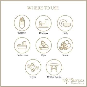 SMYRNA TURKISH COTTON Vintage Series Kitchen Dish Towels Pack of 4, Machine Washable Wash Cloths, Ultra Soft, Absorbent, Prewashed and Quick Dry Turkish Dish Towels, 12x12 Inch (Beige)