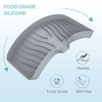 Kitchen Sink Tray,Self Draining Kitchen Soap Tray Soap Holder Silicone Sponge Holder for Kitchen Sin...