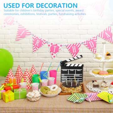 KISEER 12"x11" Movie Film Clap Board Wooden Movie Clapboard Film Clapper Board, Black & White