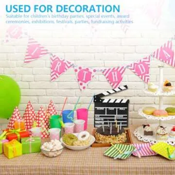 KISEER 12"x11" Movie Film Clap Board Wooden Movie Clapboard Film Clapper Board, Black & White