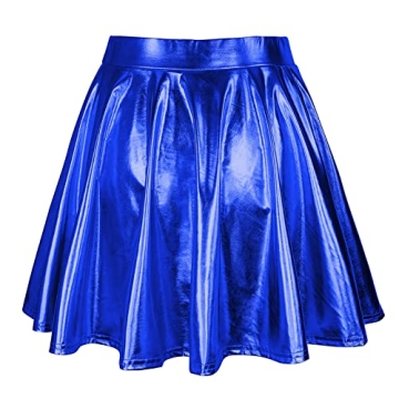 Metallic Women's High Waisted Skater Skirt for Parties