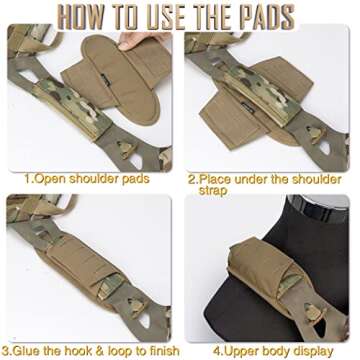 IDOGEAR SPORTS Tactical Shoulder Pads for Vest Universal Removable Protection Pad for Backpack Shoulder Strap Outdoor Traveling Bags Breathable Decompression Soft Cushion 2 Pcs (Coyote Brown - 2 pcs)