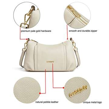 DORIS&JACKY Leather Shoulder Handbags For Women Medium Designer Crossbody Purse And Bags With Two De...