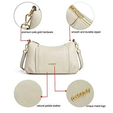 DORIS&JACKY Leather Shoulder Handbags For Women Medium Designer Crossbody Purse And Bags With Two De...