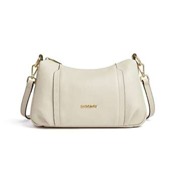 DORIS&JACKY Leather Shoulder Handbags For Women Medium Designer Crossbody Purse And Bags With Two Detachable Straps (5-Off White)