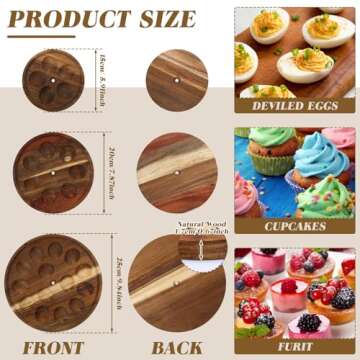 Newtay Easter 3 Tier Wooden Deviled Egg Platter for Elegant Serving