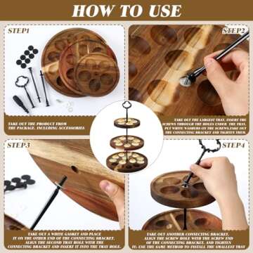 Newtay 3 Tier Wooden Deviled Egg Platter with 26 Holes