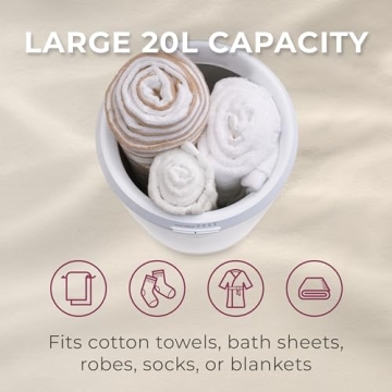 Zadro TWB Towel Warmer, Large | 20L | 12" Dia. x 21" Tall, Gray