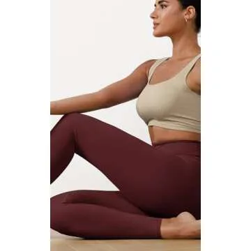 ODODOS ODCLOUD Buttery Soft Lounge Yoga Leggings for Women 7/8 Length 25" High Waist Yoga Pants, Burgundy, Small