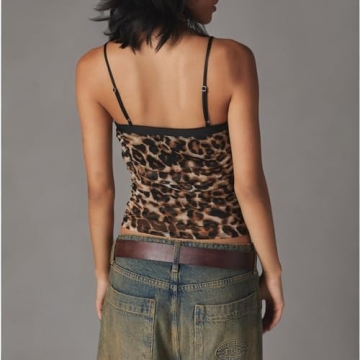 Stylish Y2K Sexy Cami Top with Lace Trim and Sheer Mesh