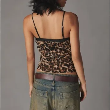 Stylish Y2K Sexy Cami Top with Lace Trim and Sheer Mesh