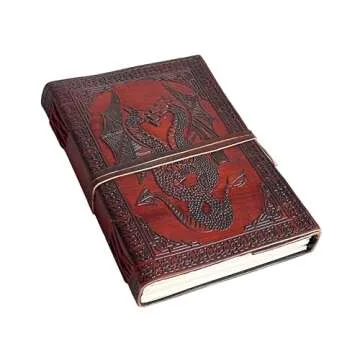 HG-LTHR 18 cm double dragon Leather Blank Notebook grimoire leather journal book of shadows spell book leather diary journal notebook sketchbook gift for artists