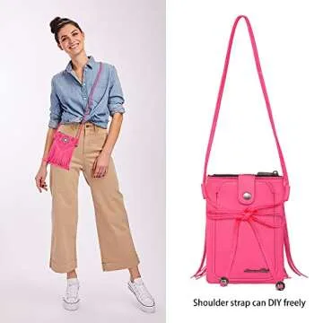 Montana West Crossbody Purse for Women Trendy Fringe Pink Purses Western Cell Phone Crossbody Small Phone Purse Leather Womens Purses and Handbags Girls PH02-209HPK
