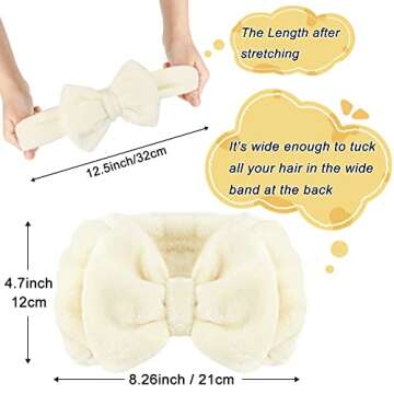 Shintop Spa Headband Soft Carol Fleece Makeup Headband with Cute Bow Elastic Hairand for Washing Fac...