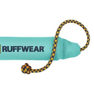 Ruffwear Lunker Throw Toy for Dogs – Durable, Soft Fabric Toy with Rope Handle for Fetch and Tug on Land & Water, Aurora Teal, Medium