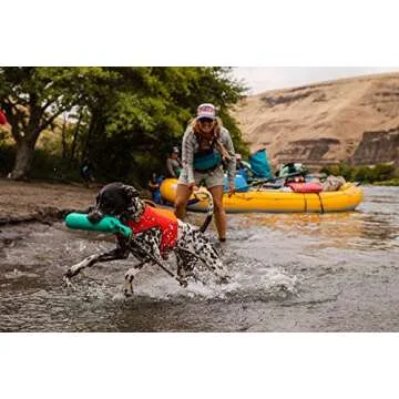 Ruffwear Lunker Throw Toy for Dogs – Durable, Soft Fabric Toy with Rope Handle for Fetch and Tug on Land & Water, Aurora Teal, Medium