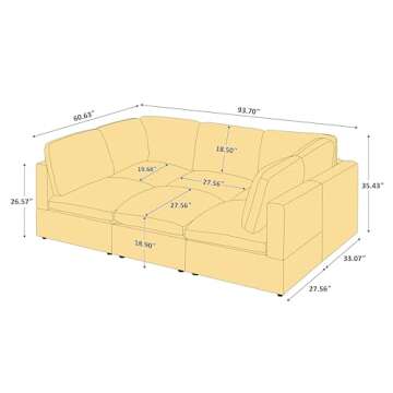 VANOMi Modular Sectional Sofa, Convertible Sofa Couch Modular Sofa with Ottoman, Sectional Sofas for...