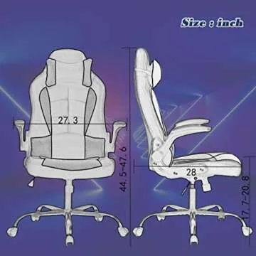 BestOffice PC Gaming Chair Ergonomic Office Chair Desk Chair with Lumbar Support Flip Up Arms Headrest PU Leather Executive High Back Computer Chair for Adults Women Men (White)