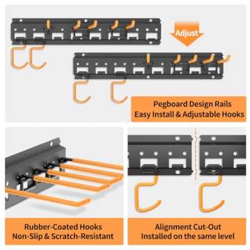 Unaikoo Garden Tool Organizer - Durable Wall Mount Storage