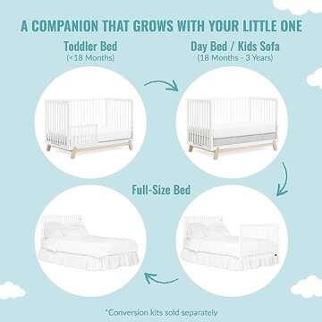 Dream On Me Hygge 5-in-1 Convertible Crib in Weathered Vintage Oak, JPMA & Greenguard Gold Certified, Made of Sustainable Pinewood, Easy to Clean, Safe Wooden Nursery Furniture