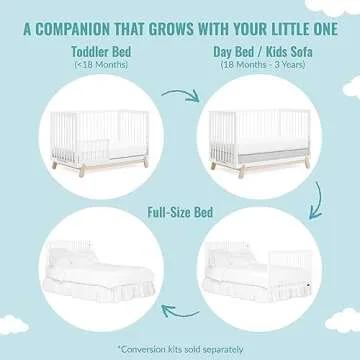 Dream On Me Hygge 5-in-1 Convertible Crib in Weathered Vintage Oak, JPMA & Greenguard Gold Certified, Made of Sustainable Pinewood, Easy to Clean, Safe Wooden Nursery Furniture