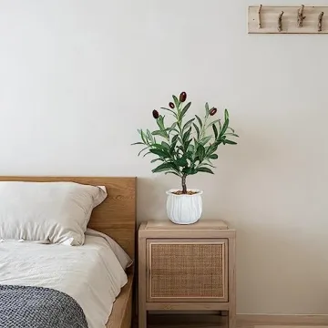 BESAMENATURE Artificial Olive Tree, Desktop Faux Fruit Tree for Home Office Decoration, 14" Tall