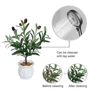 BESAMENATURE Artificial Olive Tree, Desktop Faux Fruit Tree for Home Office Decoration, 14" Tall