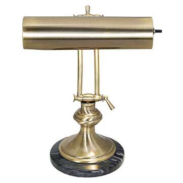 Regency Hill Traditional Piano Banker Desk Lamp 12" High Antique Brass Gold Metal Shade Adjustable Arm Decor for Living Room Bedroom House Bedside Nightstand Home Office Reading Family