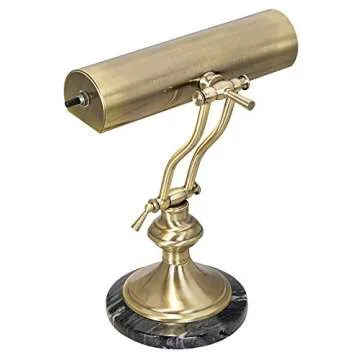 Regency Hill Traditional Piano Banker Desk Lamp 12" High Antique Brass Gold Metal Shade Adjustable Arm Decor for Living Room Bedroom House Bedside Nightstand Home Office Reading Family