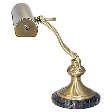Regency Hill Traditional Piano Banker Desk Lamp 12" High Antique Brass Gold Metal Shade Adjustable Arm Decor for Living Room Bedroom House Bedside Nightstand Home Office Reading Family