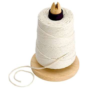 500 Feet Cooking Twine with Non-Slip Portable Wood Holder and Cutting Blade – 100% Cotton Materials – Ideal for DIY Crafts and Food Packaging – Professional Chef Grade Butchers Meat Strings