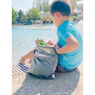 ALVABABY 3pcs Baby Cloth Diaper Wet Dry Bags Waterproof Reusable with Two Pockets Travel Beach Pool Daycare Soiled Baby Items Yoga Gym Bag for Swimsuits or Wet Clothes 3L-WB01