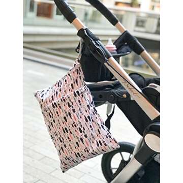 ALVABABY 3pcs Baby Cloth Diaper Wet Dry Bags Waterproof Reusable with Two Pockets Travel Beach Pool Daycare Soiled Baby Items Yoga Gym Bag for Swimsuits or Wet Clothes 3L-WB01