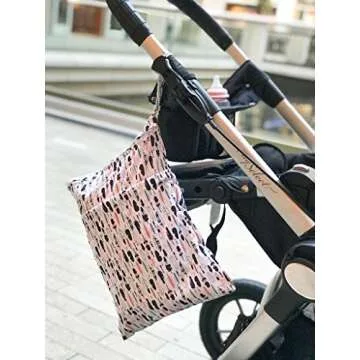 ALVABABY 3pcs Baby Cloth Diaper Wet Dry Bags Waterproof Reusable with Two Pockets Travel Beach Pool Daycare Soiled Baby Items Yoga Gym Bag for Swimsuits or Wet Clothes 3L-WB01