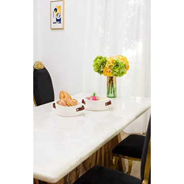 Small Woven Basket for Storage Oval Rope Coil Baskets with Handle Mini Cotton Basket Little Organizer Bins Boho Hamper Nursery Room for Kids Baby Dog Toy Gifts 7.87"x5.51"x4.33", XS White