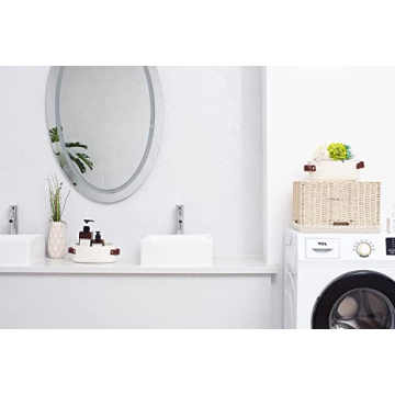 Small Woven Basket for Storage Oval Rope Coil Baskets with Handle Mini Cotton Basket Little Organizer Bins Boho Hamper Nursery Room for Kids Baby Dog Toy Gifts 7.87"x5.51"x4.33", XS White