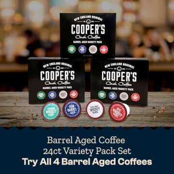 Bourbon Barrel Aged Coffee | Single Serve Variety Pack Set | Bourbon, Rye Whiskey, Malt Whiskey and ...
