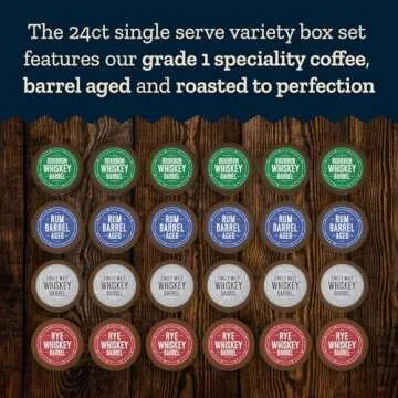 Bourbon Barrel Aged Coffee | Single Serve Variety Pack Set | Bourbon, Rye Whiskey, Malt Whiskey and Rum | 24ct
