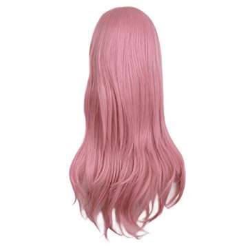 MapofBeauty 28" Long Curly Hair Cosplay Wig with Side Bangs in Rouge Pink