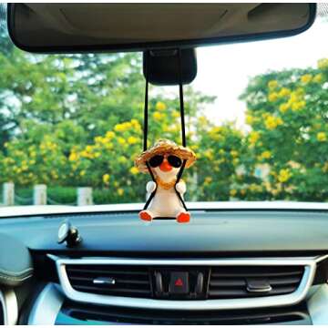 Qiwen Swinging Duck Car Ornament for Fun Decor